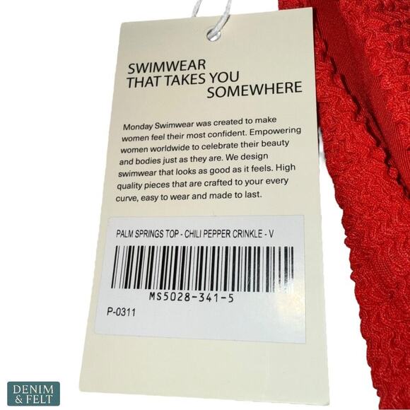 Monday Swimwear Palm Springs Top Chili Pepper Crinkle Red Bikini Voluptuous NEW - Picture 11 of 12